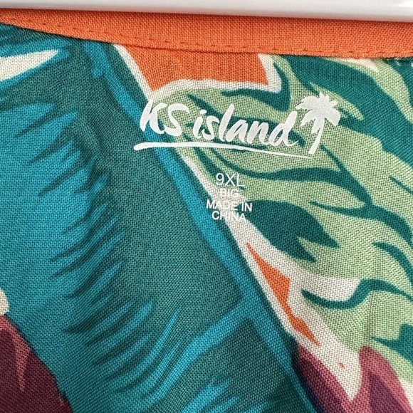 KS Island tropical man summer shirt size 9XL orange green - Picture 5 of 8